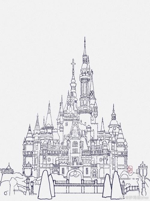 创意城堡线条画图片