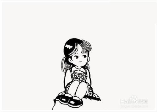坐着的小女孩简笔画可爱