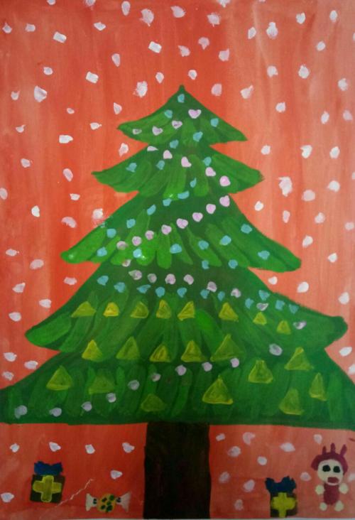水粉画圣诞树 水粉画圣诞树的画法