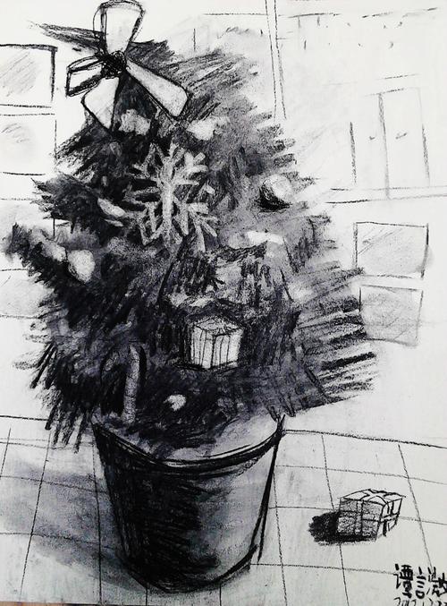 素描圣诞树 素描圣诞树简笔画