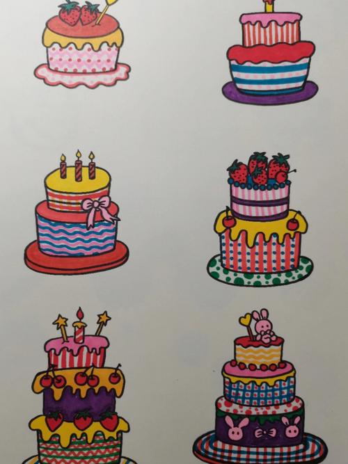 生日蛋糕简笔画带颜色 生日蛋糕简笔画带颜色简单