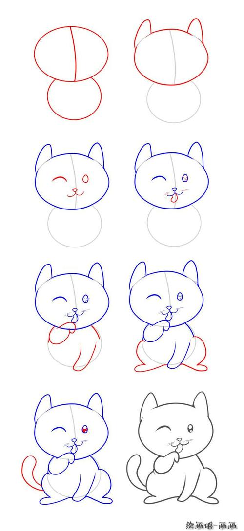 小猫简易画法步骤图片