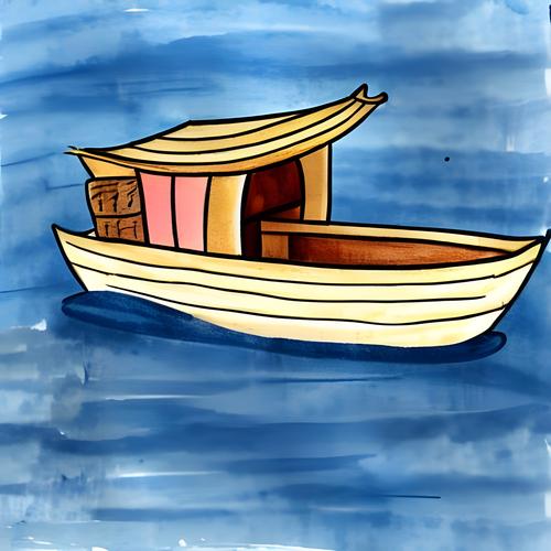 古代小船简笔画 古代小船简笔画带人简笔画