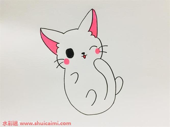 猫简笔画彩色 小花猫简笔画彩色