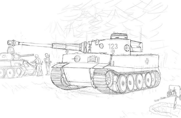 虎式坦克简笔画 画一个二战飞机