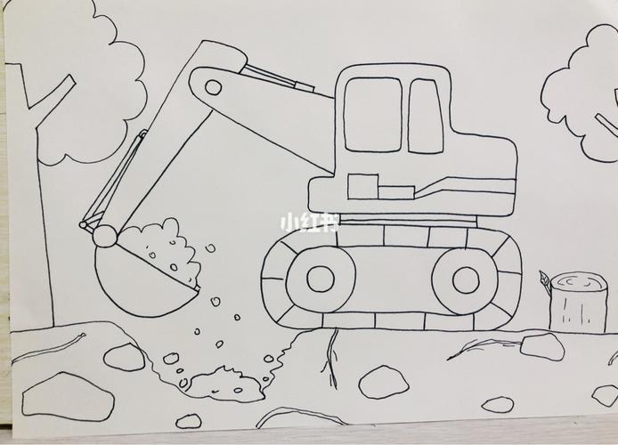 挖掘机简笔画幼儿园 挖掘机简笔画幼儿园
