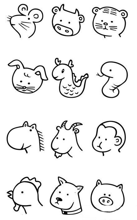 十二生肖动物简笔画