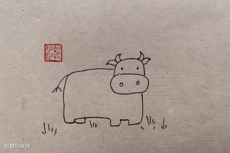 花牛在草地里坐简笔画 花牛在草地里坐怎么画