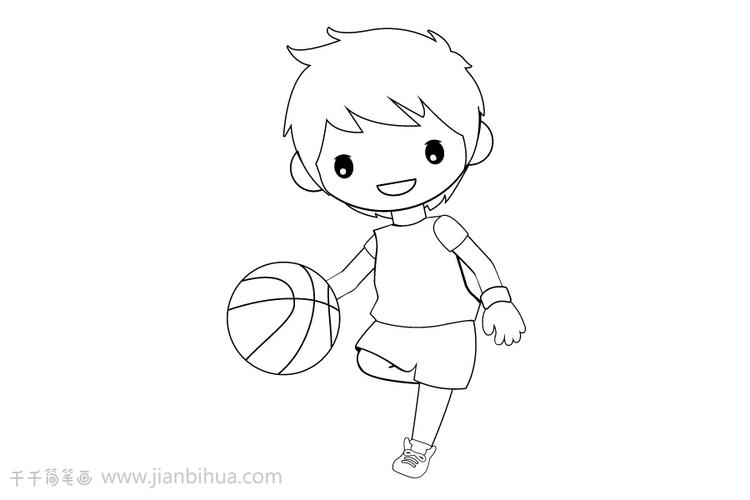 帅气男生打篮球简笔画 帅气男生打篮球简笔画横版