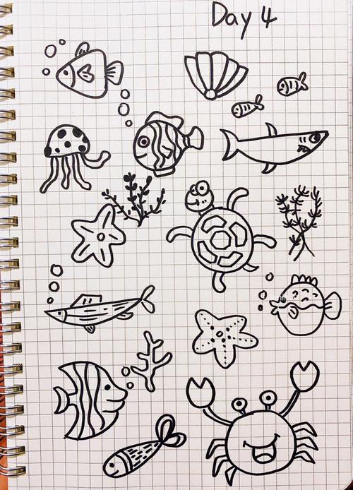 海洋动物简笔画图片大全 海洋动物简笔画图片大全彩色可爱
