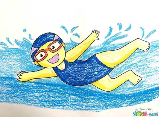 游泳的小孩简笔画