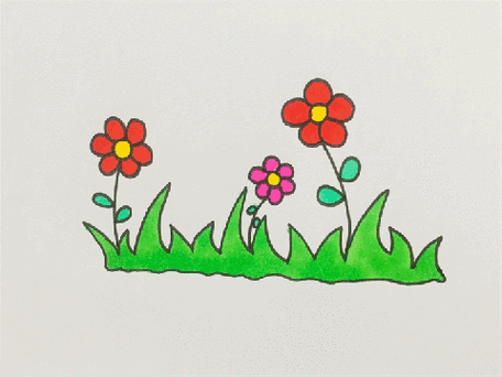 简笔画小草和小花
