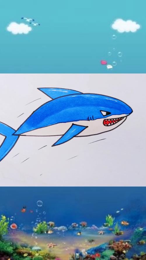大鲨鱼简笔画 大鲨鱼简笔画彩色