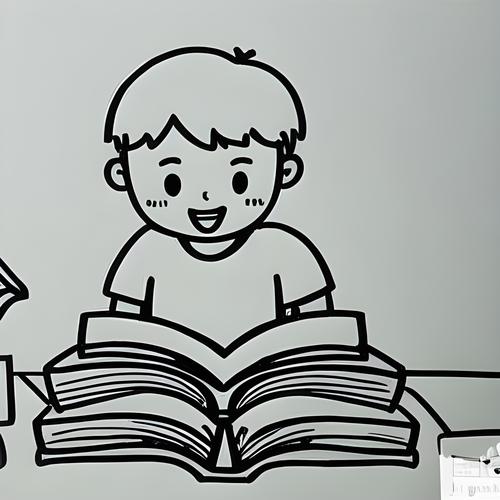 小男孩看书简笔画