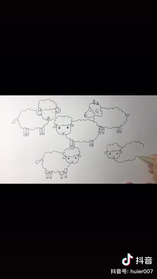 简笔画牛羊