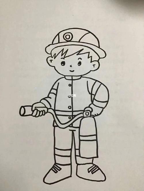 消防员画像儿童简笔画 消防员图片儿童画