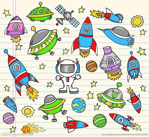 宇宙飞船简笔画带颜色 宇宙飞船简笔画带颜色幼儿