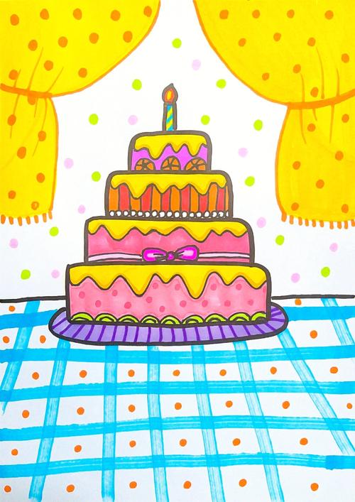 生日蛋糕画法简笔画 生日蛋糕画法简笔画带色