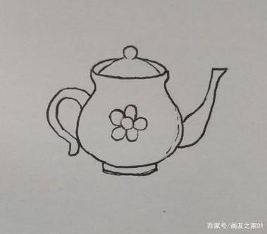 青花瓷茶壶简笔画