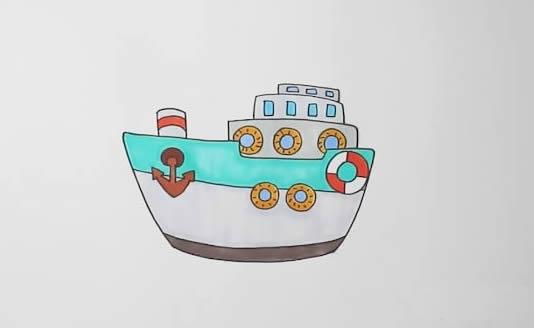轮船简笔画带颜色 轮船简笔画带颜色简单