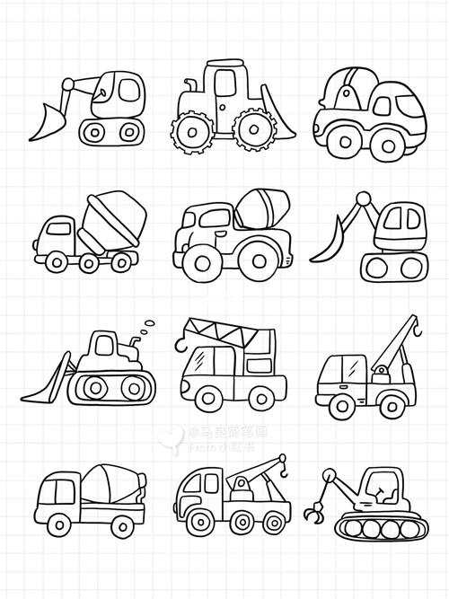 工程车简笔画大全儿童幼儿园 工程车简笔画幼儿