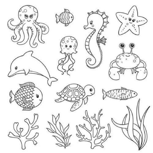 海底动物简笔画图片大全