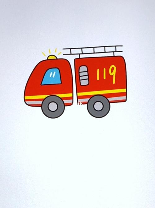 儿童简笔画消防车 3-6岁儿童简笔画消防车