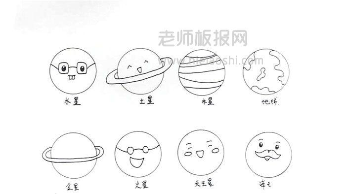 八大行星简笔画 太阳系八大行星简笔画