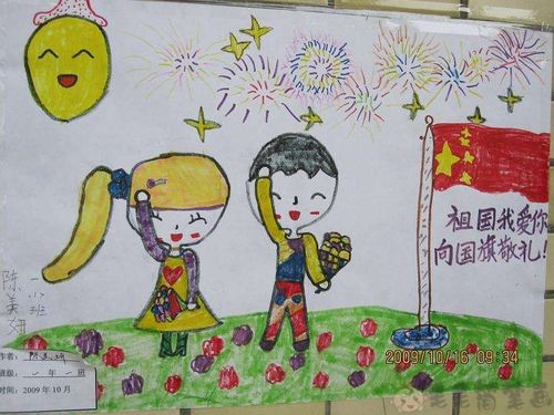 国庆节小孩简笔画