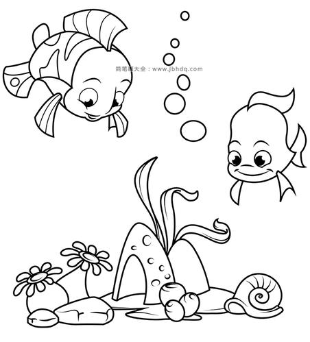 海底小动物简笔画 海底小动物简笔画彩色