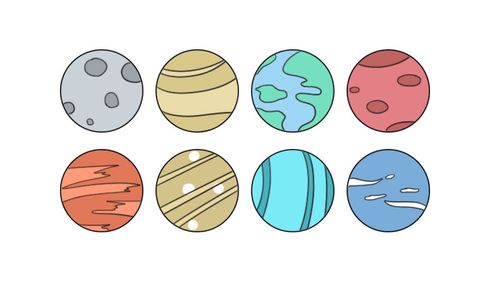 八大行星简笔画 太阳系八大行星简笔画