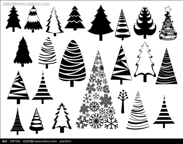 圣诞树黑白画 圣诞树插画黑白