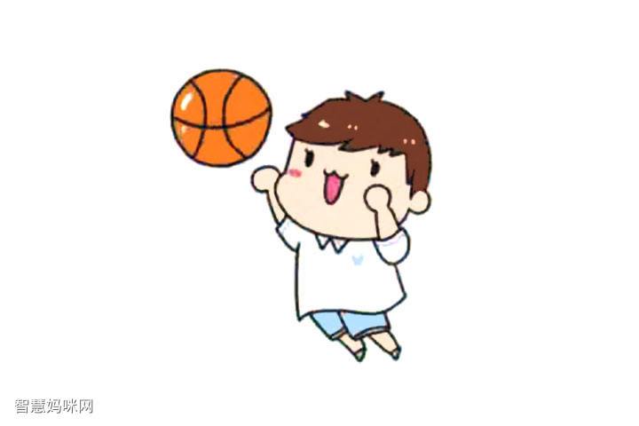 打篮球简笔画男孩