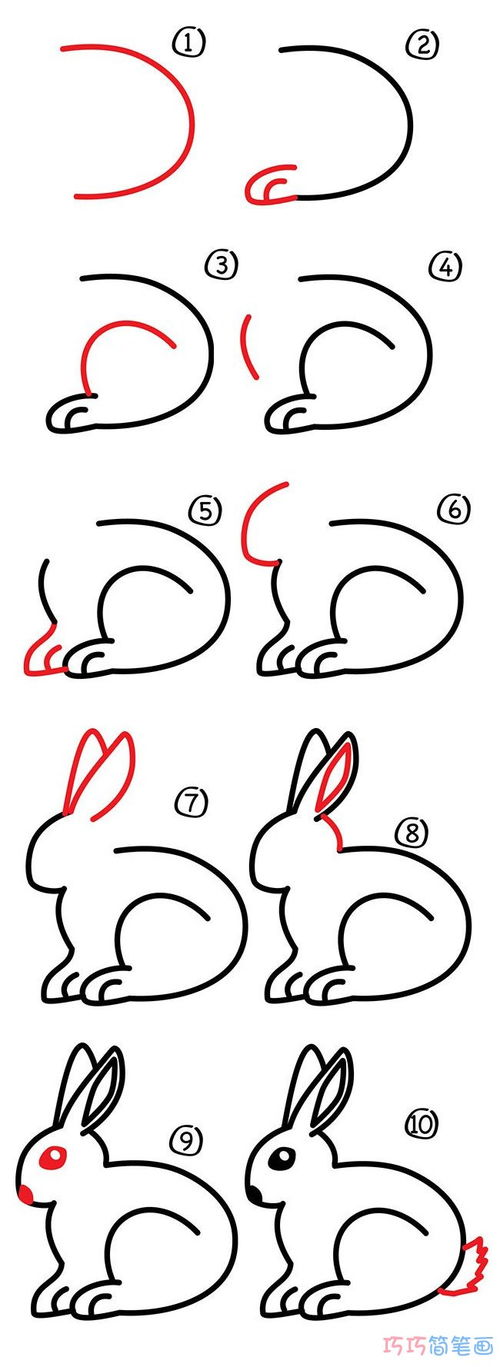 站立小兔子简笔画步骤图片