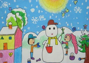 堆雪人儿童画 冬天堆雪人儿童画