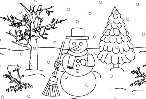 小孩堆雪人简笔画 小孩堆雪人简笔画大全带颜色