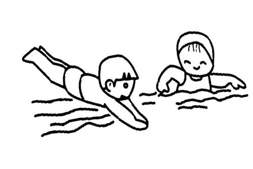 游泳比赛简笔画儿童画图片