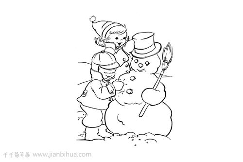 冬天的雪人图片简笔画 冬天的雪人简笔画