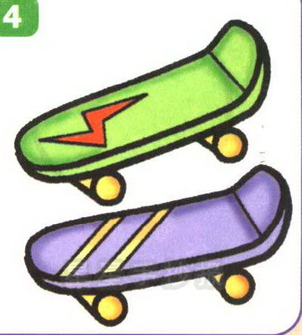 滑滑板简笔画彩色图片