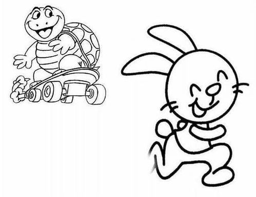 龟兔赛跑简笔画4幅图 龟兔赛跑简笔画4幅图连环画