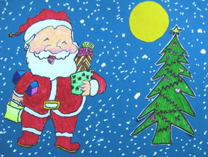 儿童画圣诞老人 儿童画圣诞老人和圣诞树
