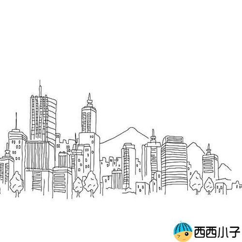 繁华城市简笔画简易图片