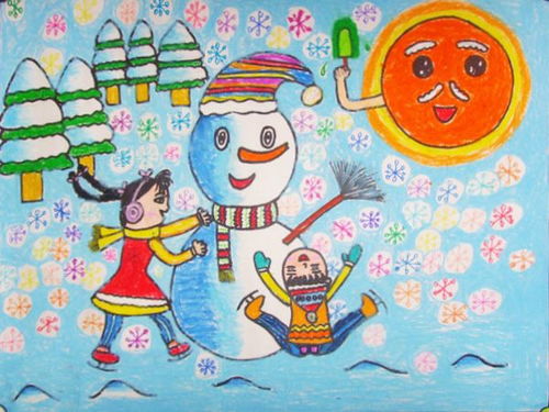 冬天的一幅画儿童画 关于冬天的儿童画