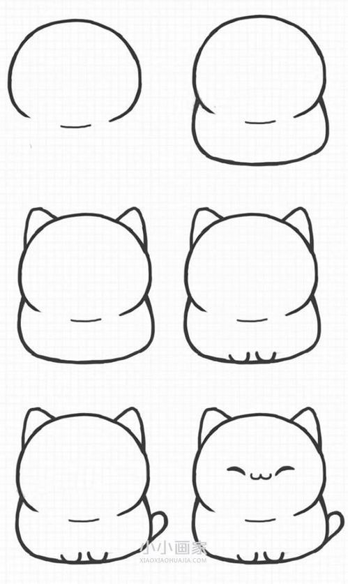 猫咪简笔画可爱画法图片
