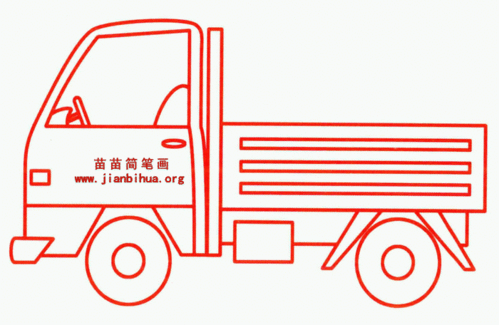 货车的简笔画 卡通大货车的简笔画