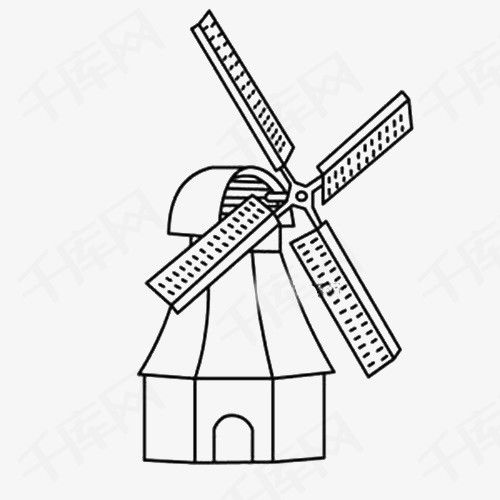 荷兰风车简笔画 荷兰风车简笔画带颜色