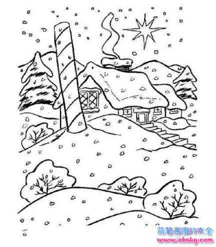 雪房子简笔画 雪房子简笔画彩色
