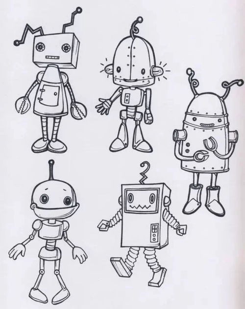 机器人简笔画画法步骤教程涂色
