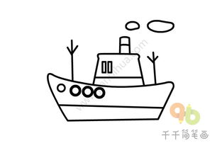 卡通船简笔画画法步骤 船简笔画教你画大船的简笔画教程帆船简笔画 赣