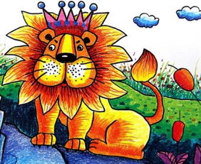 狮子儿童画 过新年舞狮子儿童画